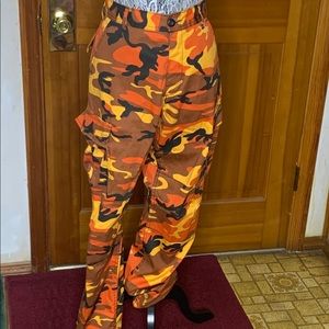 Orange camouflage cargo pants